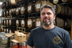 Grant Pauly in the barrel house at 3 Sheeps Brewing's 13th Anniversary, Sheboygan, WI, 2025.