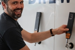 Grant Pauly at the tap truck at 3 Sheeps 13th Anniversary in Sheboygan, WI