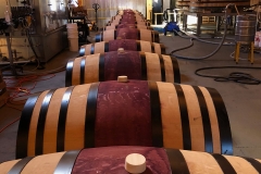 Early afternoon the day after. Kiley & team fills barrels from his wine making days