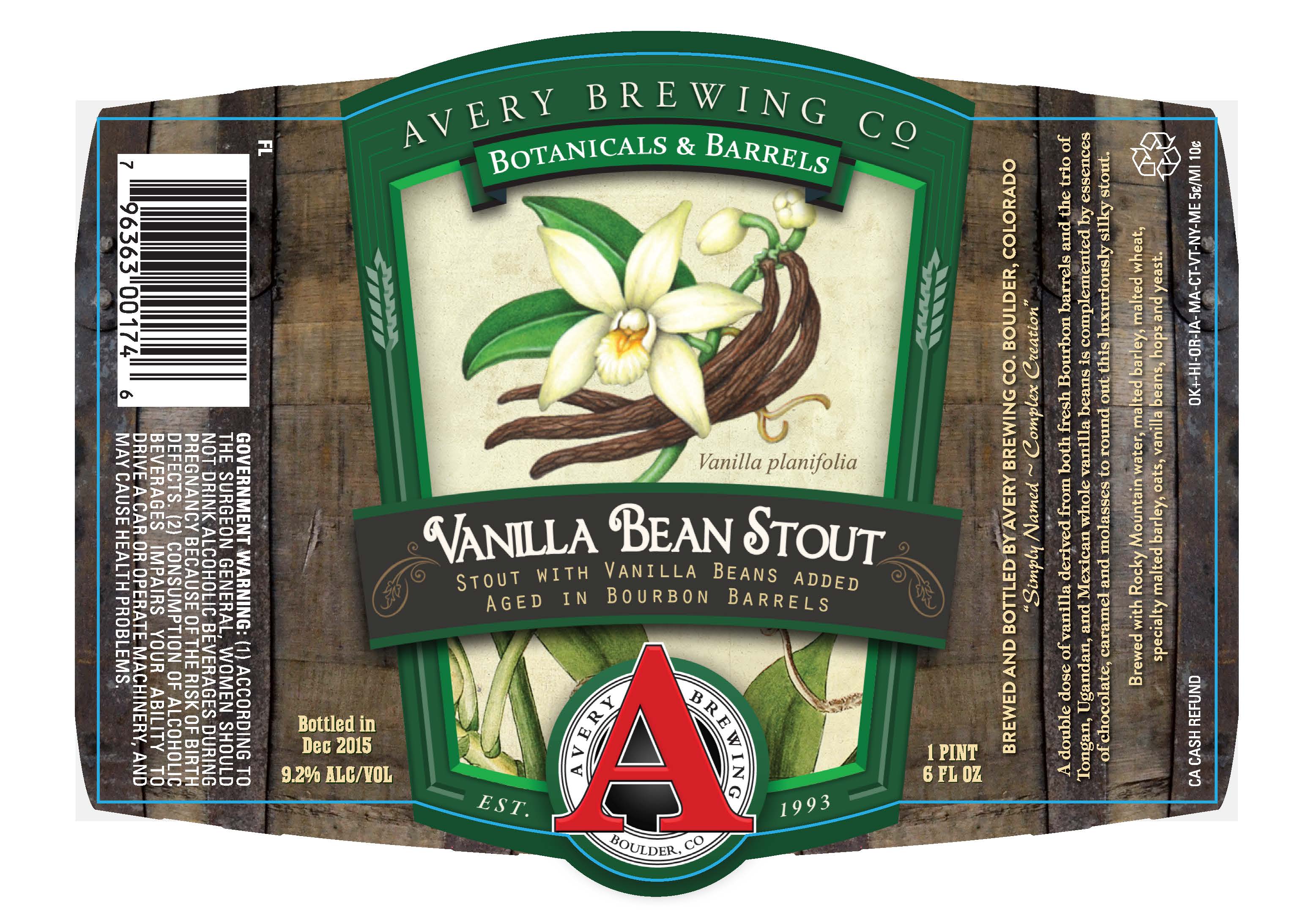 Avery Vanilla Bean Stout, aged in bourbon barrels launches yearround