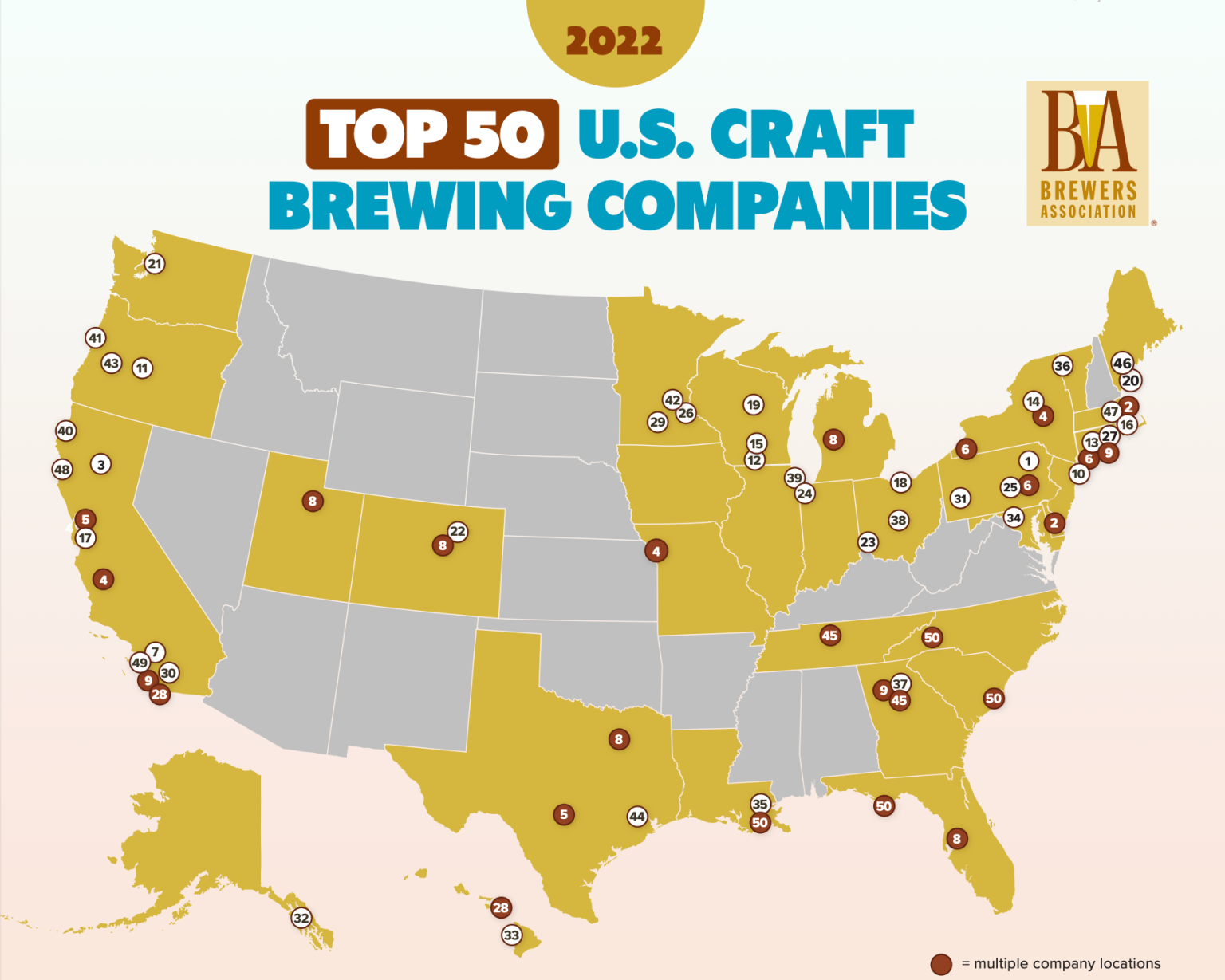 Brewers Association Releases Top 50 Craft Breweries by Volume for 2022
