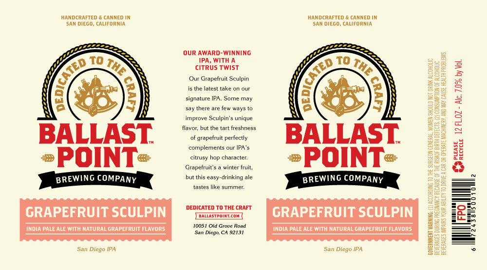 Ballast Point Grapefruit Sculpin Cans