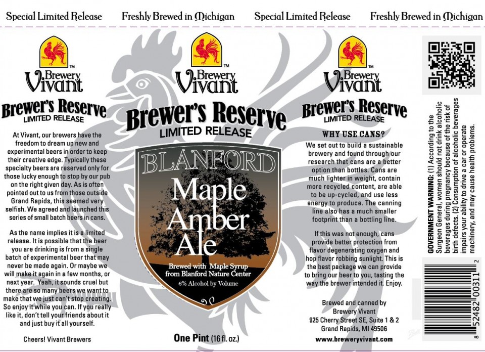 Brewery Vivant Brewer's Reserve Blanford Maple Amber Ale Beer Street Journal
