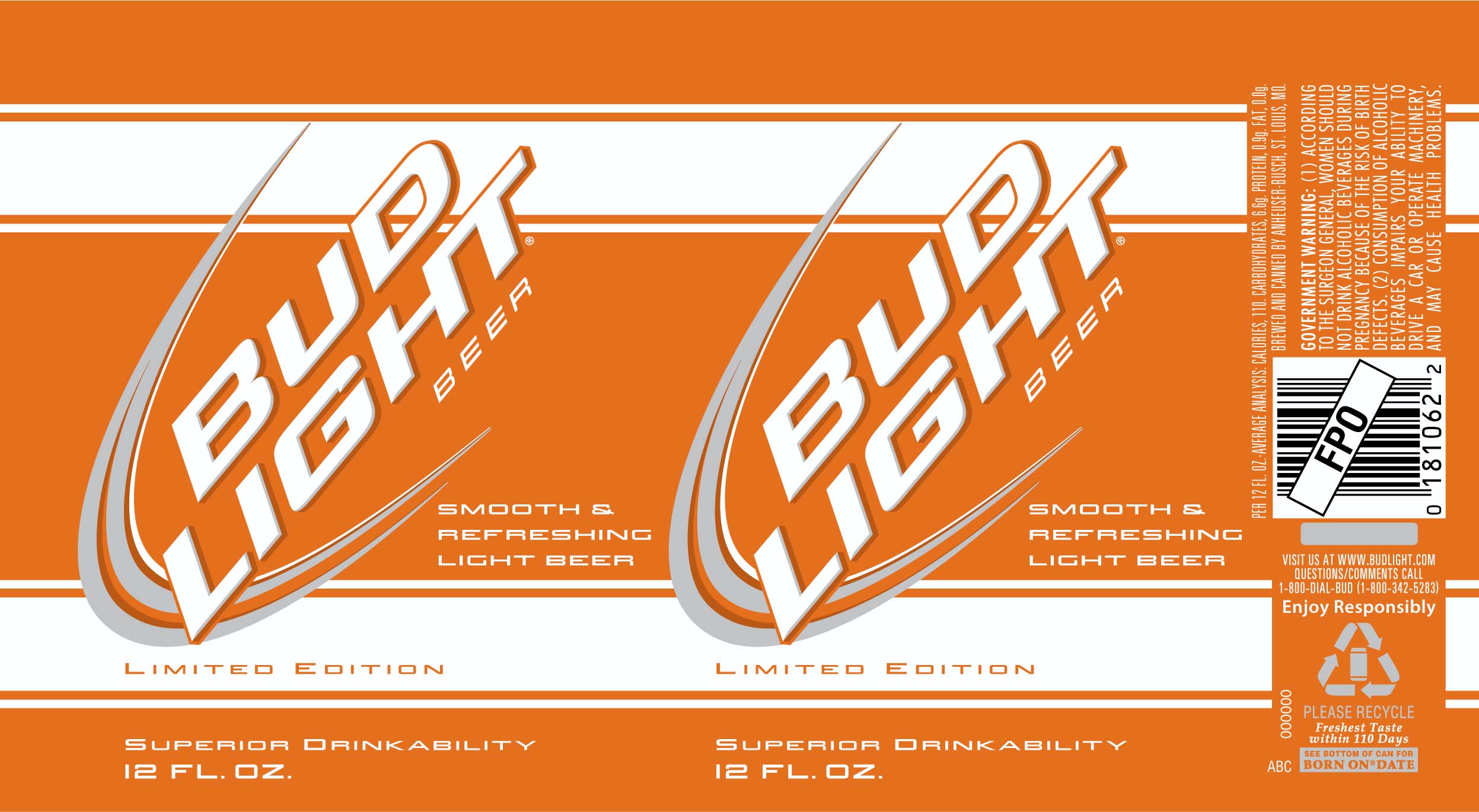 Bud Light Orange Stripe Cans