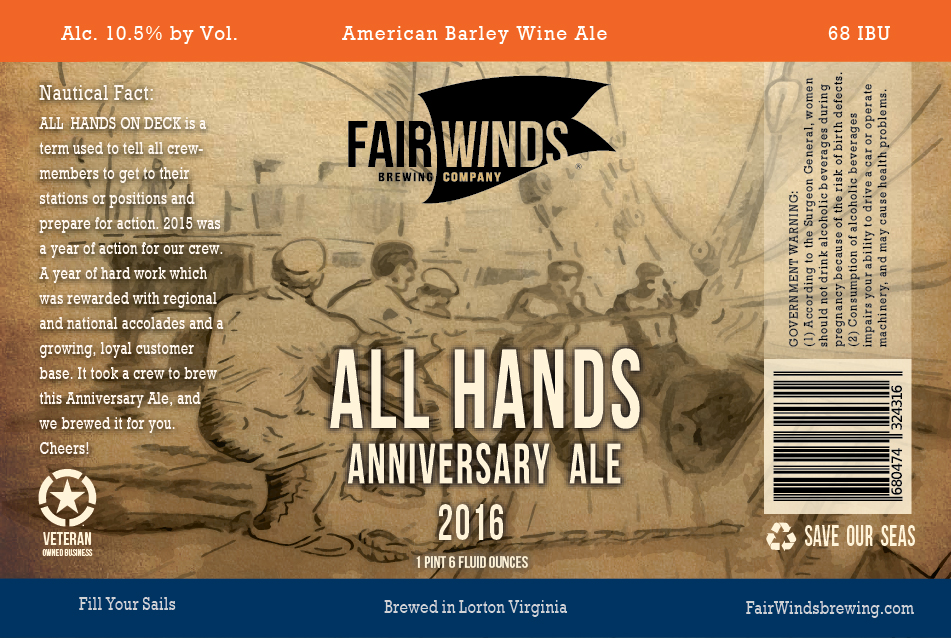 Fair Winds All Hands Anniversary Ale 2016