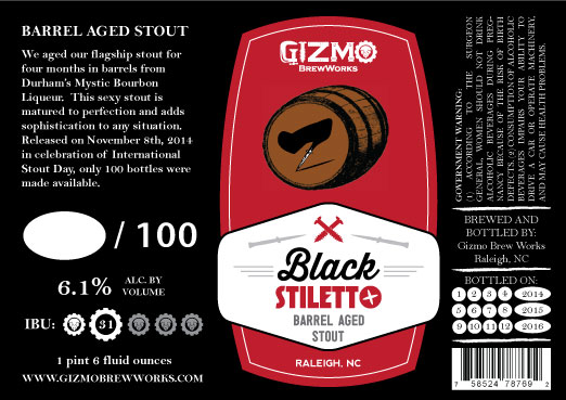 GIzmo BrewWorks Black Stiletto Barrel Aged Stout