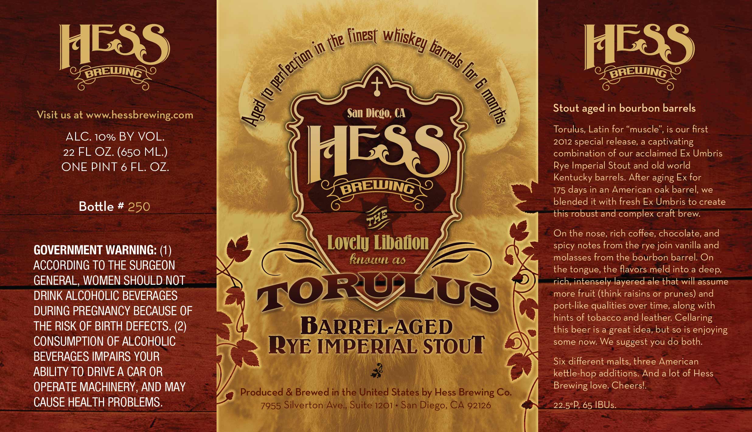 Hess Brewing Torulus Barrel Aged Rye Imperial Stout