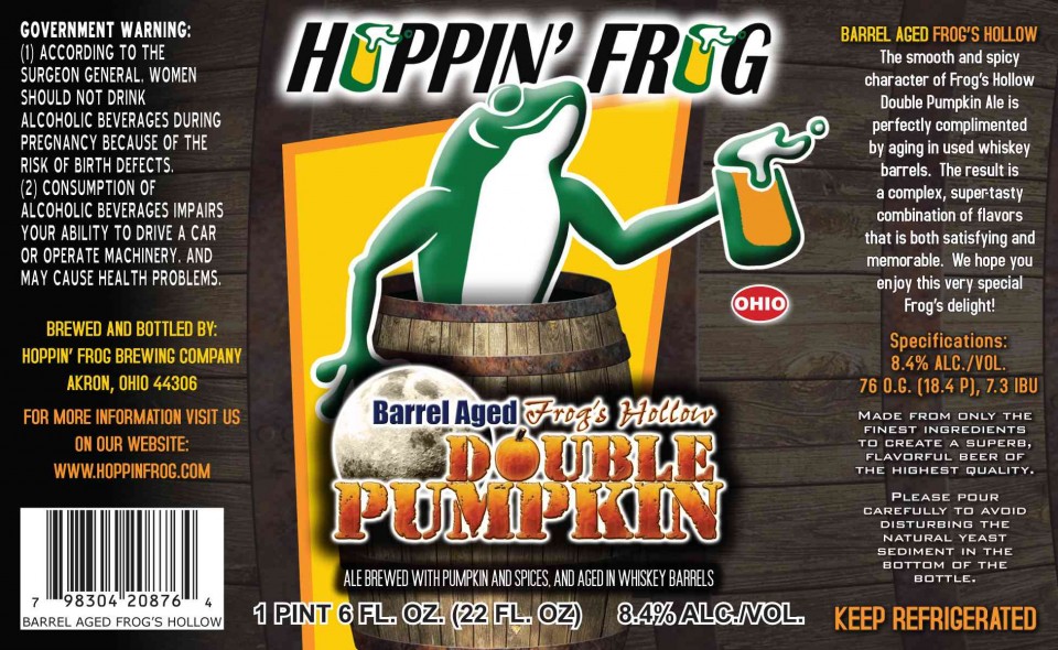 Hoppin' Frog Barrel Aged Frog's Hollow Double Pumpkin - Beer Street Journal