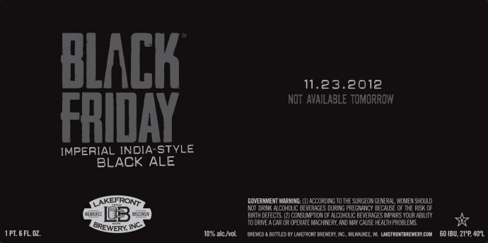 Lakefront Black Friday Imperial India Style Black Ale