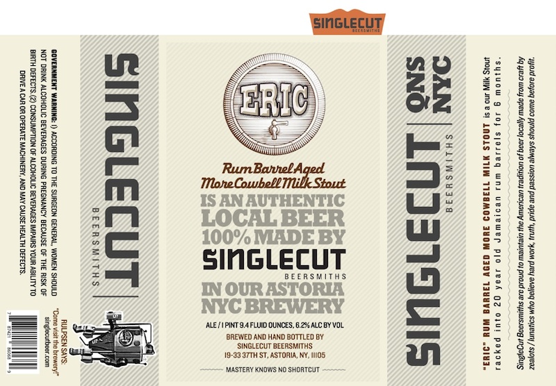 Singlecut Beersmiths Eric Rum Barrel Aged More Cowbell Milk Stout