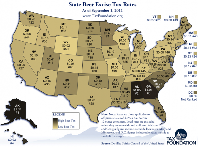 Beer Excise Tax Rates By State [Infographic] - Beer Street Journal