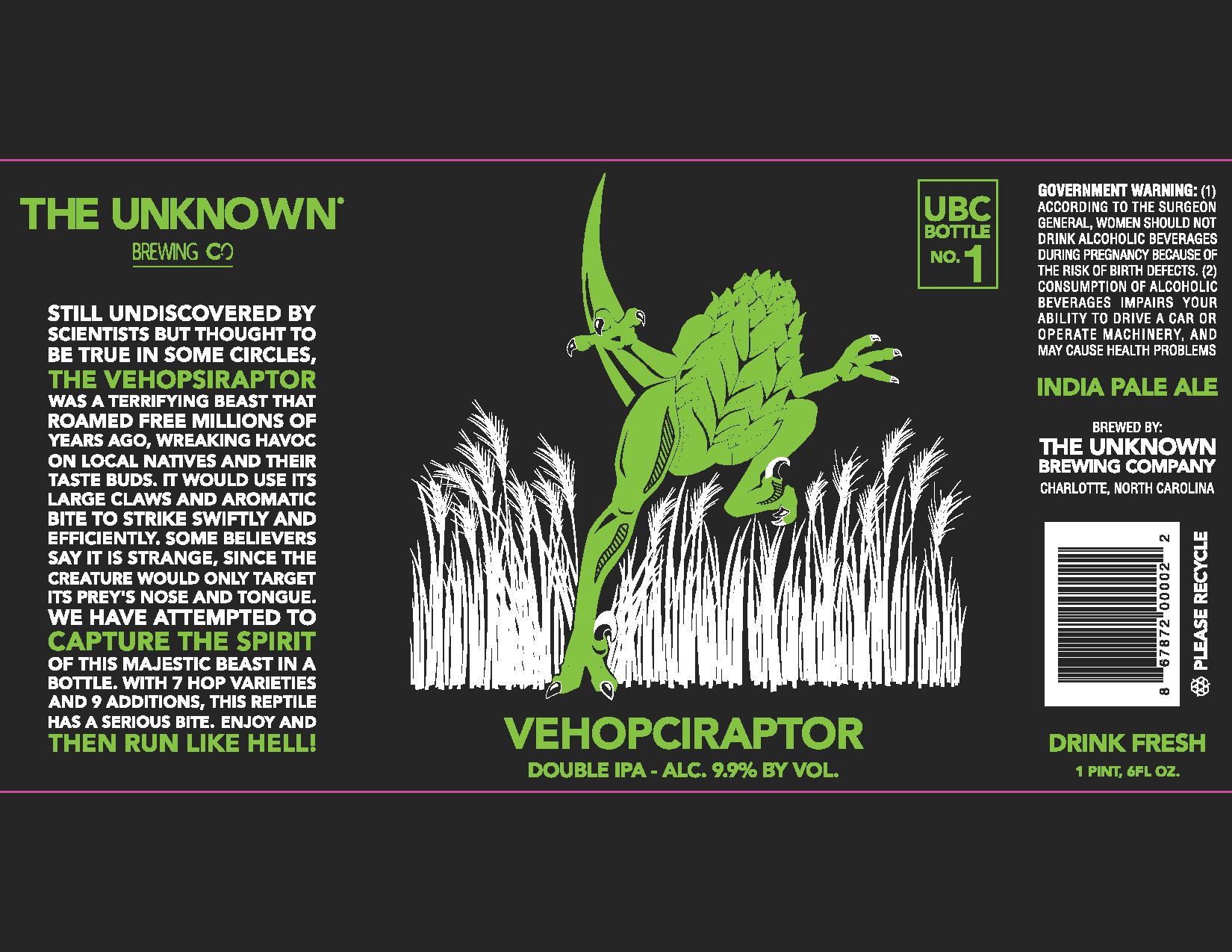 The Unknown Brewing Co. Vehopciraptor DIPA