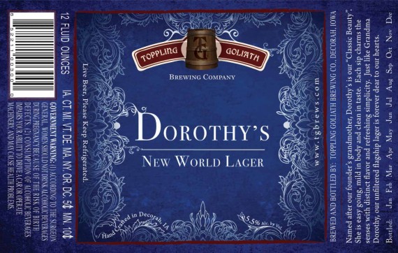 Toppling Goliath Dorothy's New World Lager